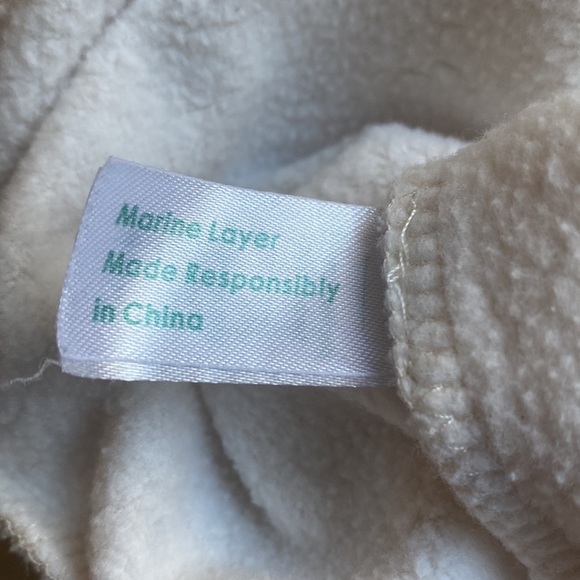 Marine Layer Anytime Sweatshirt Crewneck Oatmeal Cream Stripe Trim size large - Picture 6 of 7